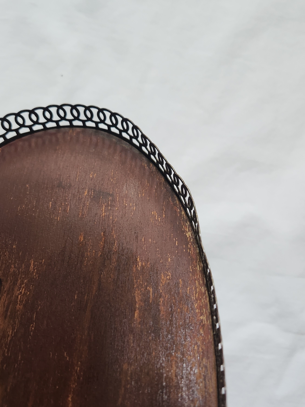 Syroco Ornate Two-Tier Wood & Brass Wall Shelf - Deep Mahogany - Picture 7 of 16